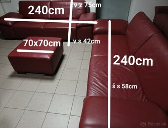 Kožená sedacia súprava s taburetom - ako NOVÁ, TOP STAV - 8