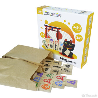 Drevená stolová hra Mahjong 3v1, nová, nerozbalená - 8