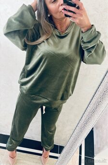 Damska talianska velurova suprava khaki - 8