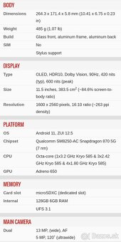 Tablet Lenovo Pad Pro OLED Snapdragon 870 6GB/128GB - 8