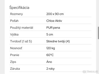 Vrchný doplnkový matrac 90x200cm - 8