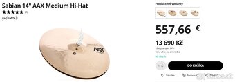 Predám Sabian 14" AAX Medium Hi-Hat - 8