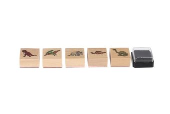 Pečiatky drevené 5+1 s poduškou jednorožci alebo dinosauri - 8