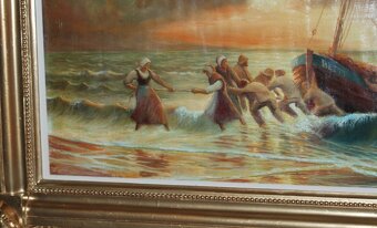 OBRAZ - Olejomaľba - Rybári pri západe slnka - 8