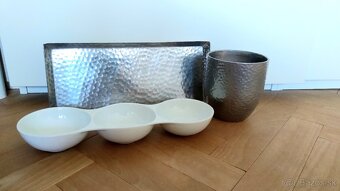 Strieborný kvetináč nádoba ako nový keramika porcelán - 8