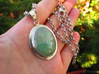 Strieborný náhrdelník s príveskom Avanturín, Ag 925 - 8