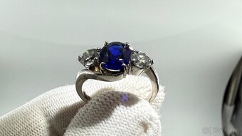 Zafirovy prsteň s diamantami z bieleho zlata 18k - 8