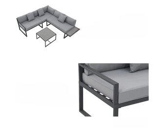 Záhradná kovová zostava St Tropez antracit a sivé podušky - 8