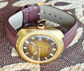Československé Retro Vintage hodinky PRIM Hnedé zo 70. rokov - 8