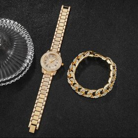 Zlaté dámske hodinky s náramkom , dámske zlaté hodink - 8