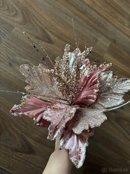 Luxusné dekoračné vetvičky – ružovo-zlaté, trblietavé - 8