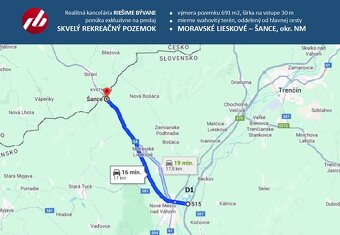 SKVELÝ REKREAČNÝ POZEMOK 691 m2 - MORAVSKÉ LIESKOVÉ, okr. NM - 8