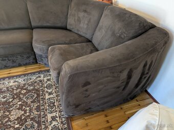 Sedačka s taburetkou, umelá koža, teplá na dotyk - 8