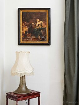 Olejomaľba s výjavom z vidieckej kuchyne – signované - 8