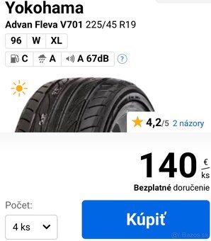 Yokohama Advan fleva V701 R19 - 8