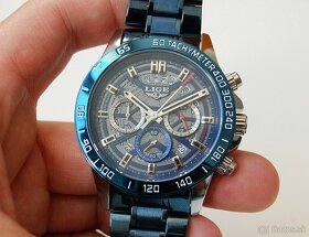 LIGE 8944 Blue Chronograph - pánske štýlové hodinky - 8