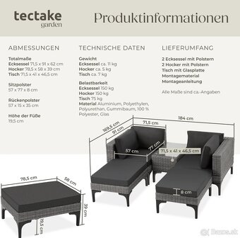 Predam zahradny Ratanový set Bellaria s hliníkovým rámom - 8