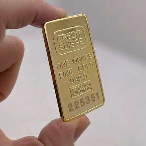 Pozlátená zlatá zberateľská tehlička - CREDIT SUISSE - 8
