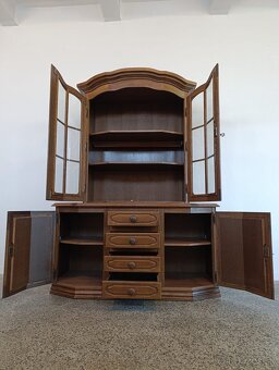 Rustikální příborník, kredenc, komoda + vitrína, masív - 8