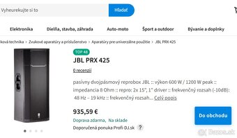 JBL PRX425, 2x1000 Watt, preosadené na NEODÝMOVÉ - 8