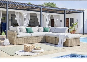 Záhradná sedacia súprava lounge chill-out umelý ratan - 8