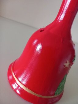 Starší vianočný zvonček, maľovaná keramika 12,5x8 cm - 8