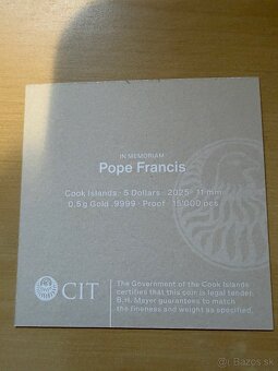 Zlatá minca Pápež Frantíšek - 8
