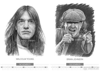 unikátny kreslený kalendár portrétov AC/DC 2026 - 8