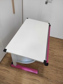 Polohovateľný kovový stôl - zelený a ružový - 8