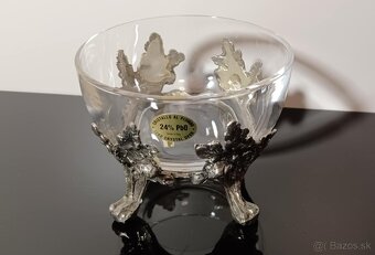 Vintage miska, cukornička, bonboniéra s kovovou montážou. - 8