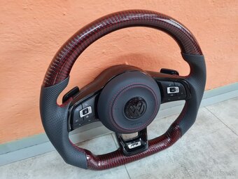 VOLANT VOLKSWAGEN R LINE GTI - KOZA / BIELY KARBON / BORDOVY - 8