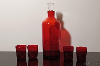 Krásna karafa Ján Gabriel plus 4 ks pohárikov krásny stav - 8