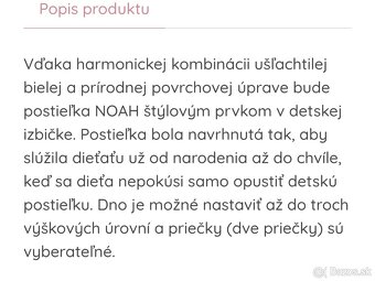 KLUPS Postieľka detská so zábranou Noah biela 120x60 cm - 8