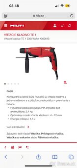 Hilti - VŔTACIE KLADIVO TE 1 - SDS Plus - nová, nepoužitá - 8