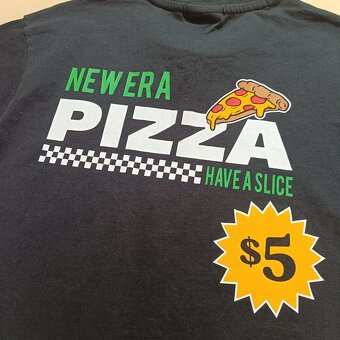 New Era čierne tričko s potlačou Pizza have a slice M - 8