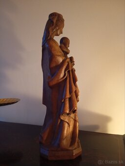 Stará z dreva vyrezávaná Madona s dieťaťom 50 cm - 8