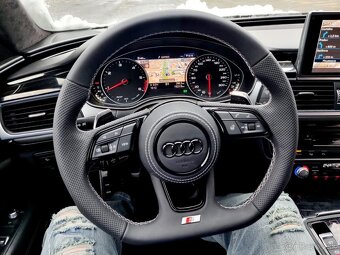 AUDI KOŽENÝ EXCLUSIVE VOLANT + AIRBAG + F1 PADLA BIELA NITKA - 8