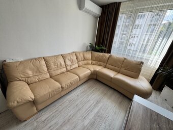 Kožená krémová sedacka do L - 8