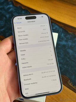 iPhone 16 128gb Blue 2r záruka o2 100% bateria - 8