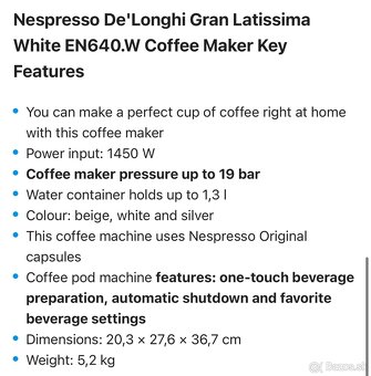 Nespresso De’Longhi Gran Lattissima – Čierna (EN640.B) - 8