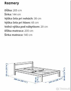 Predám IKEA manželskú posteľ 140x200 - 8