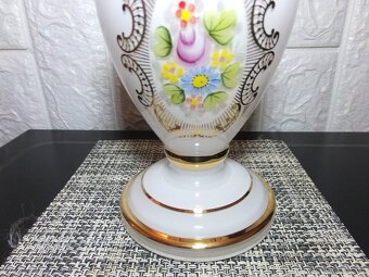 Retro krásná opálová váza, ručně malovaná, Bohemia. - 8