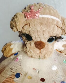 Ručne háčkovaný plyšový medvedík – Princezná (20 cm) - 8