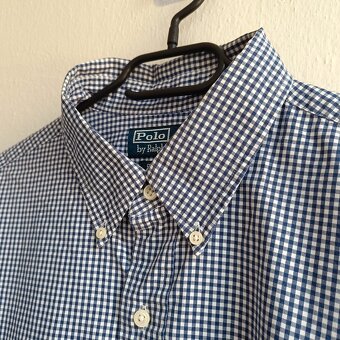 Polo Ralph Lauren modrá kockovaná košeľa s dlhým rukávom XL - 8