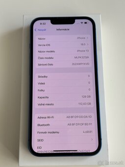 iPhone 13, Blue, 128GB - TOP stav 97% - 8