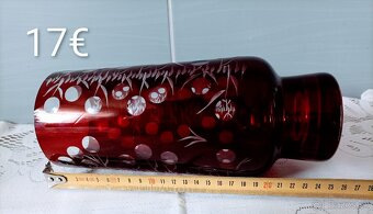 Krištáľ - rubínová karafa , poháre, vázy - 8