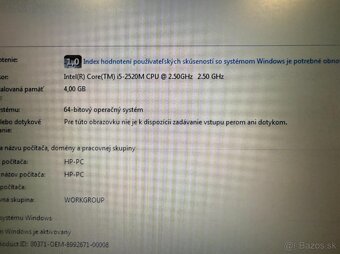 Notebook HP EliteBook 8460p i5 / 4GB RAM / 320GB HDD / WIN 7 - 8