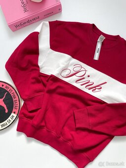 Victoria’s Secret PINK bordovo biela mikina S - 8