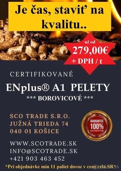 TOP - Certifikované ENplus® A1  pelety - 0,27% popol - 8