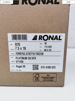 Nové Ronal 7,5X18 ET40 5X112 Škoda Alu disky R18 1211 - 8